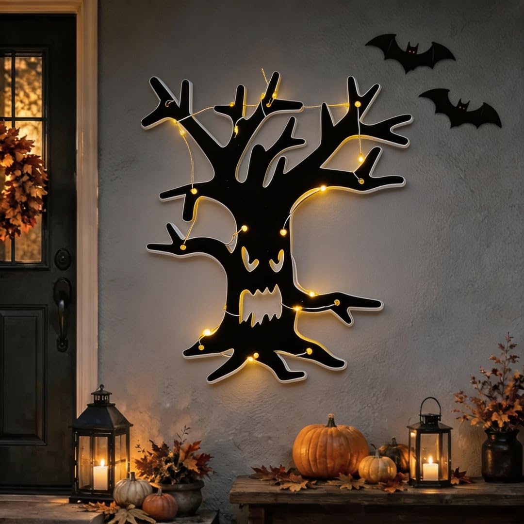 Halloween Silhouette Hanging Lights Spooky Wall Decoration (L)