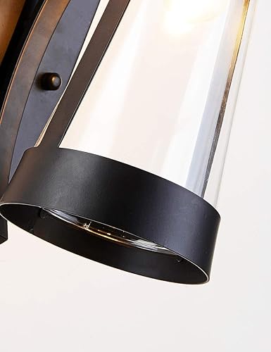 Miniatura 2 de Delicavy Faroles de pared impermeables para exteriores, para exteriores, aplique de pared, acabado negro claro con pantalla de vidrio transparente,