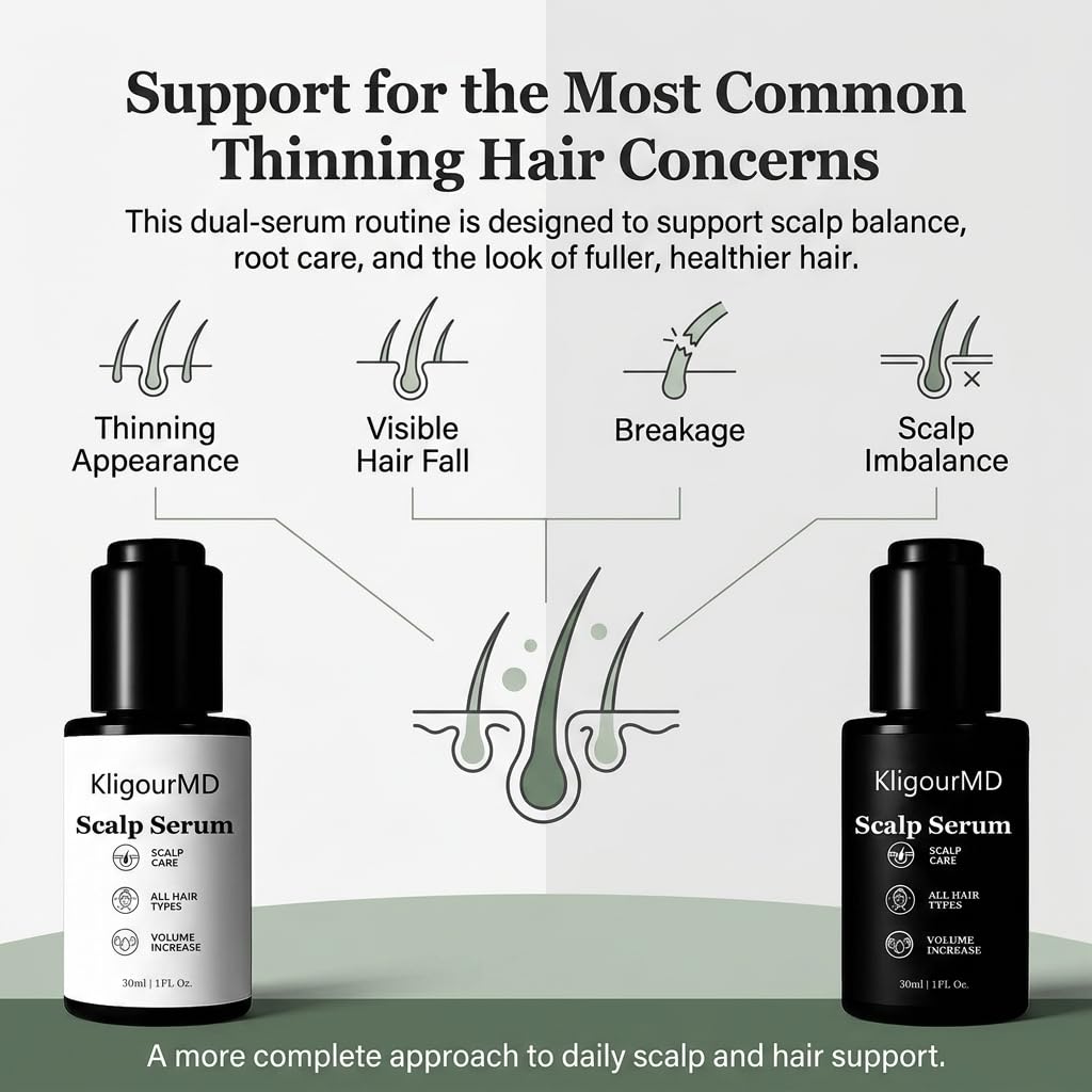 Official KligourMD Hair Serum Bundle, Thinning Hair Treatment with Plant-Based Actives, Prevention & Treatment Scalp Serum Bundle for Men & Women, Reduces Hair Fall | Women & Men