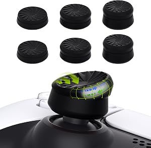 PlayVital 3 Height Turbine Thumbs Cushion Caps Thumb Grips for ps5, for ps4, Thumbstick Grip Cover for Xbox Core Wireless Controller, Thumb Grips for Xbox One, Elite Series 2, for Switch Pro - Black