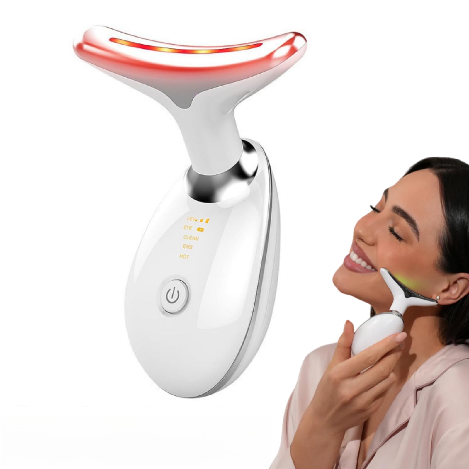 clear & lift,Gesichtsmassagegerät, 7 LED Lichtmodelle & 45°C Konstante Erwärmung, EMS Elektrisch V Shape Facial Lift, Gua Sha Face Massager