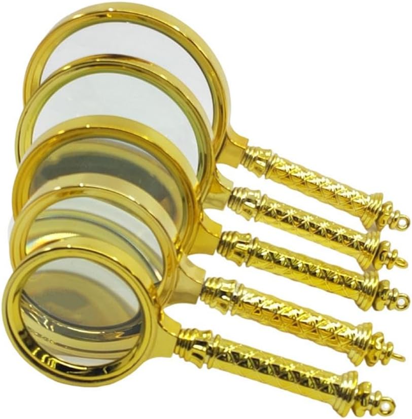JSEIAJB A Golden and Gold-Plated Gift with Reading and Newspaper Magnifying Glass in Hand(7cm)