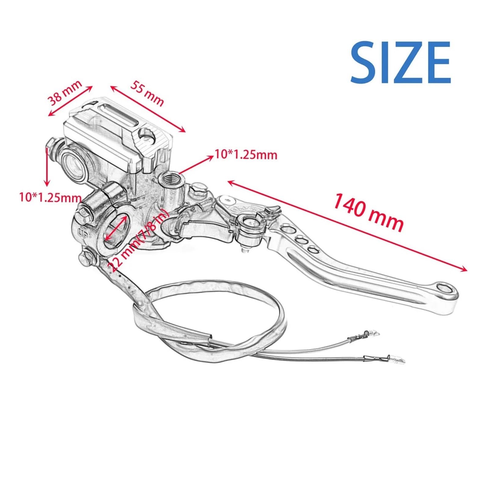 Leviers de Frein Guidon Universel 7/8" (22 mm) pour leviers de maître-Cylindre, Pompe Frein hydraulique et poignée d'embrayage(Noir)