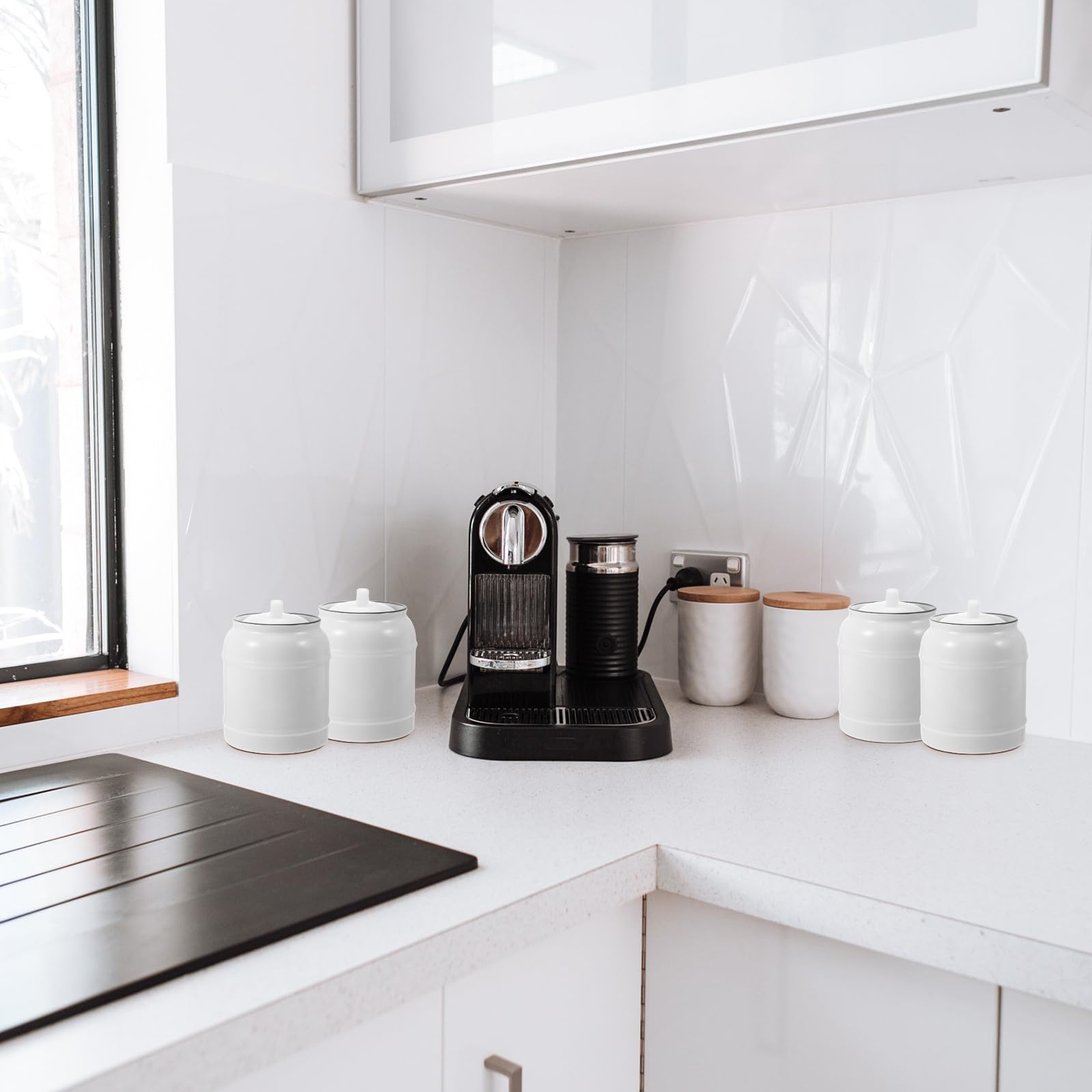 Abaodam Tarro de Almacenamiento Sellado de Cerámica Blanco para Conservar Alimentos Tapa Hermética y Diseño Decorativo para Decorar Tu Hogar