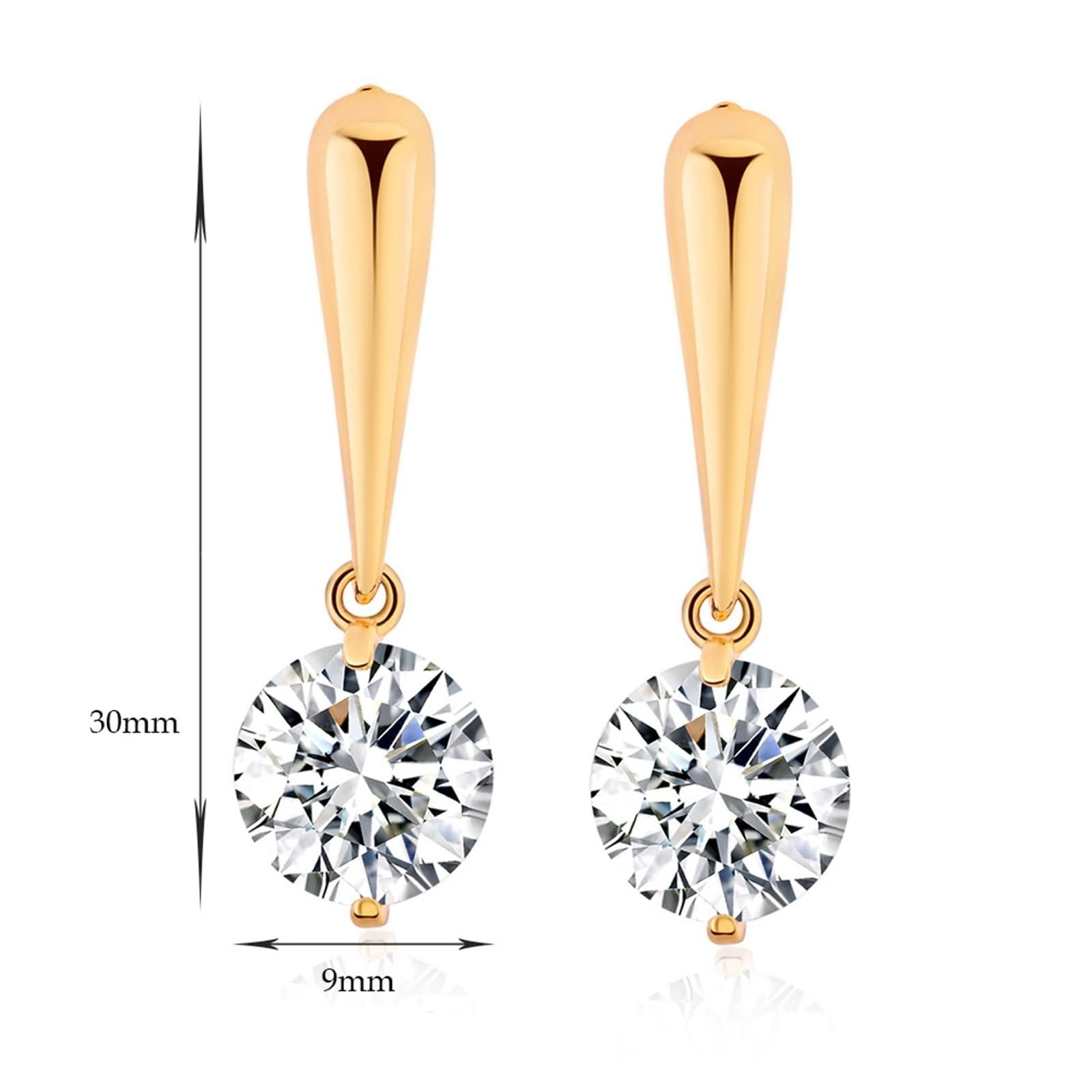 Gelbgold Ohrringe 9K / 14K / 18K Damen, Rund mit Moissanit, Ohrringe Hängend Gold Damen