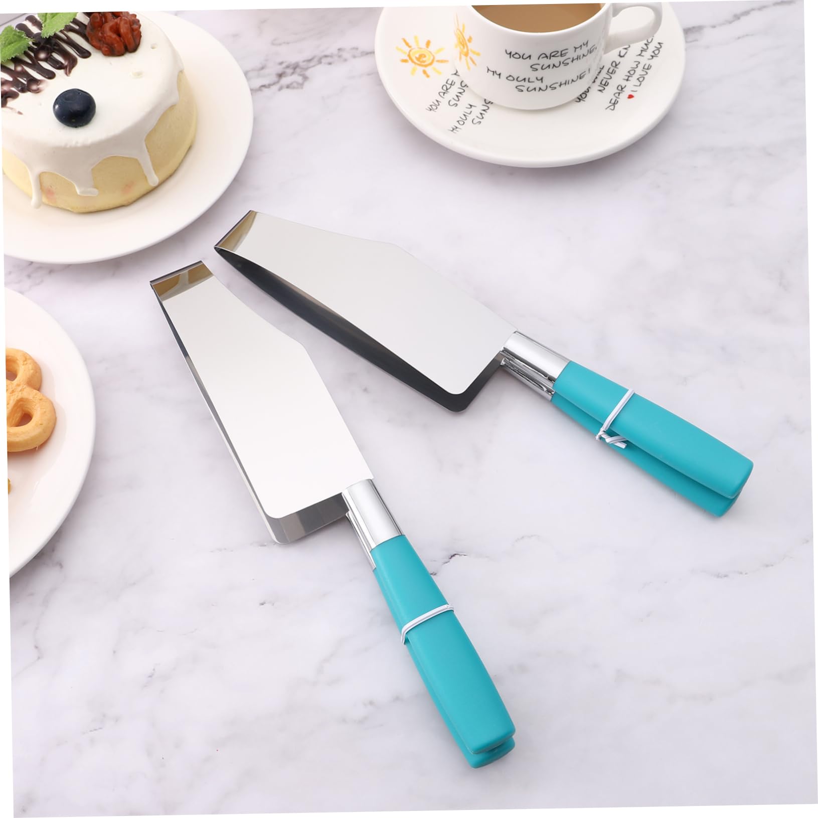 OUNONA Edelstahlkuchenschneider Slicer: 2 in 1 Kuchenmesser Und Server für Hochzeit Geburtstag Party (Zufällige Farbe)