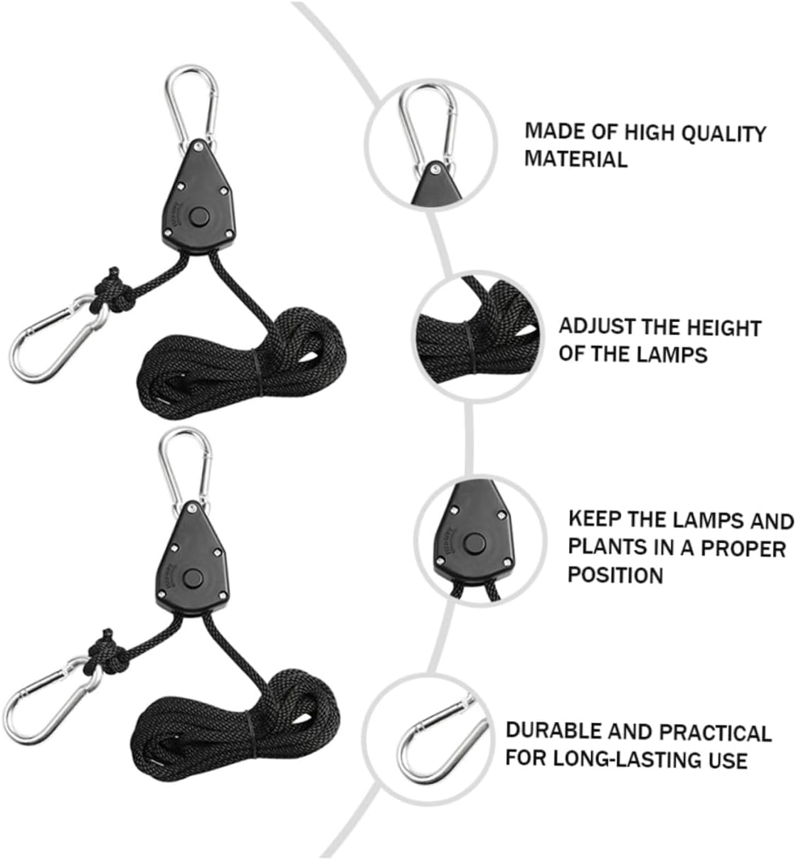 6pcs Adjustable Grow Light Hangers Plant Pulley Hanger Hooks for Hanging Plants Ratchet Lights Lifters Construction