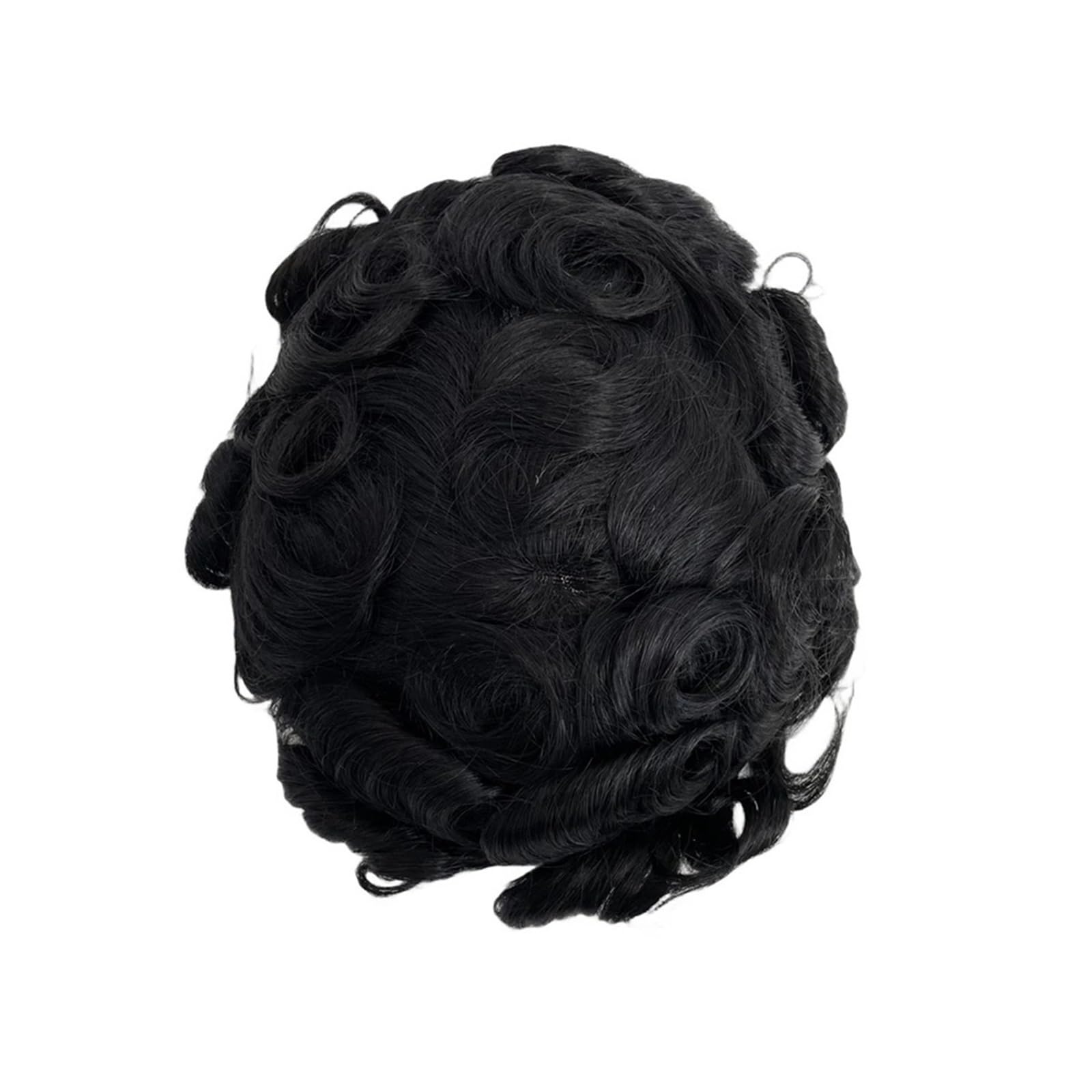 Bald Spot Hairpiece Men's Toupee Male Capillary Prosthesis Curly Wave Human Hair Piece Swiss Lace(6x8)