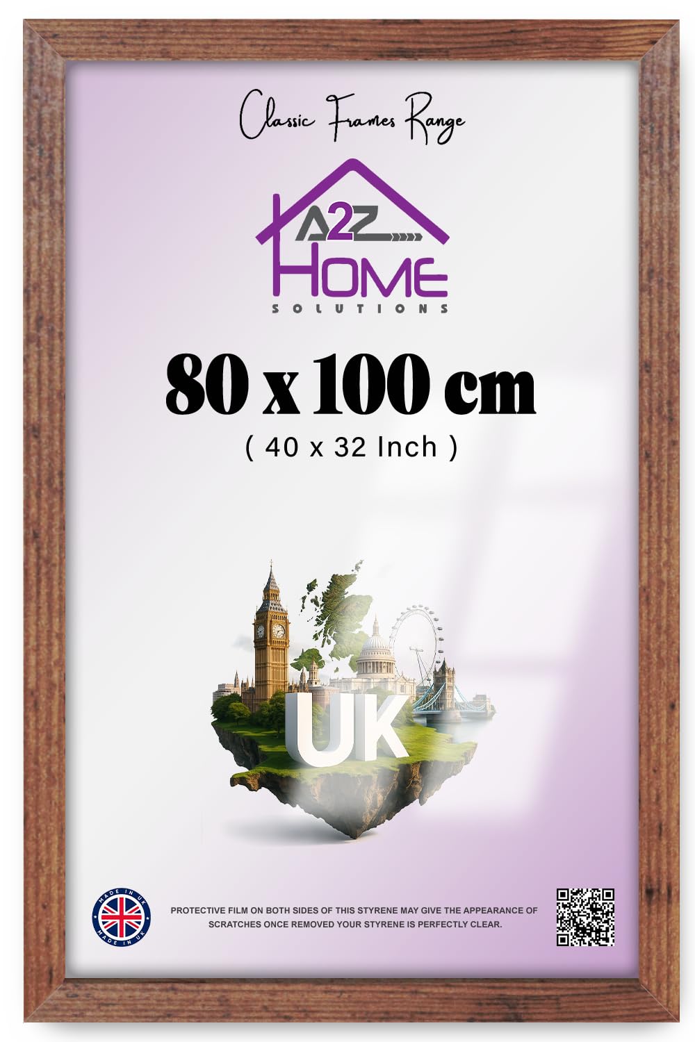 A2Z Home Solutions — Engineered Wood Poster Picture Frame (80 X 100 CM) | Wall Gallery Ready 40 X 32 Inch Frame For Art And Home Décor Rustic Finish With Easy Hanging And Protective Backing