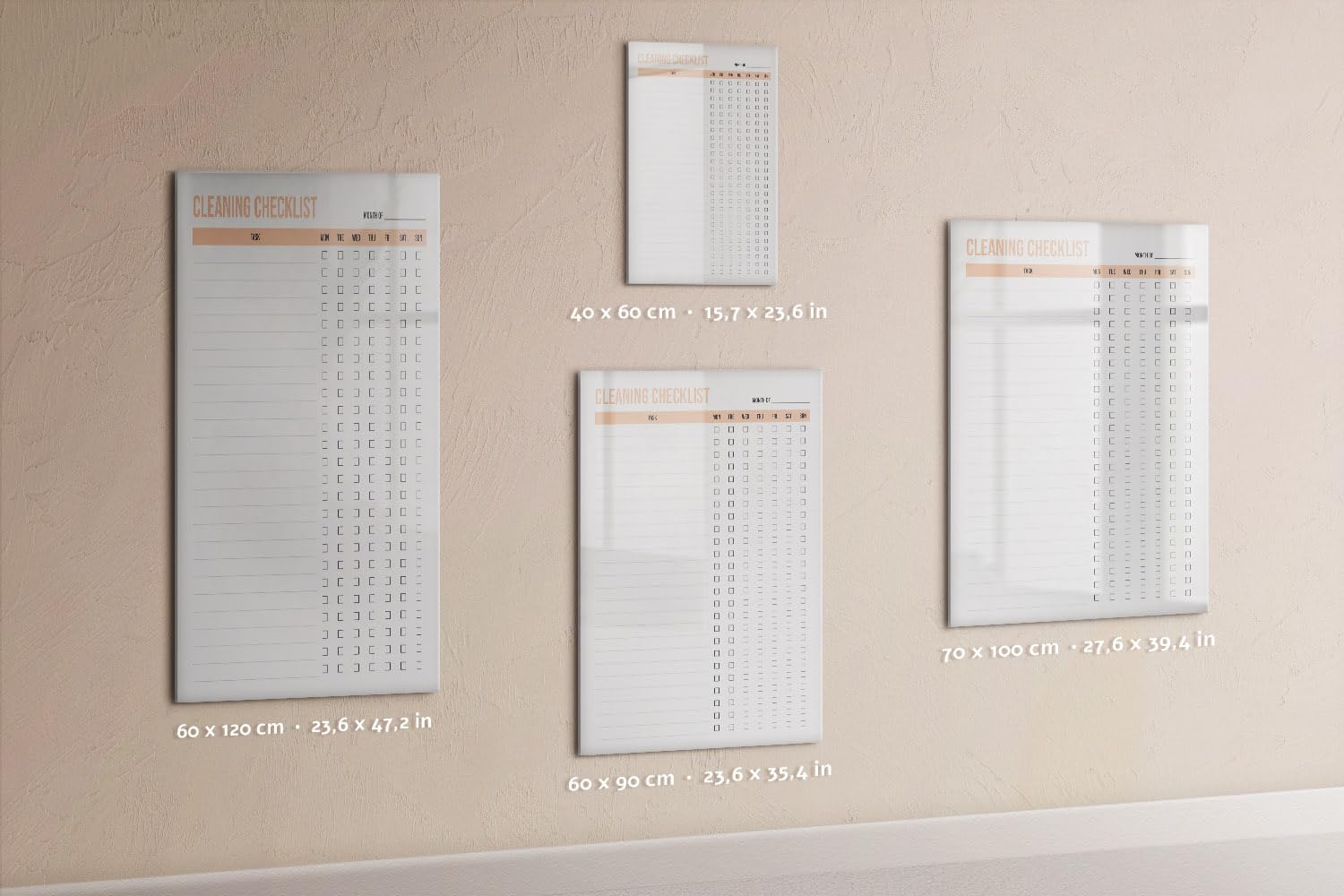 Lavagna in vetro per scrivere 60x90 cm | Pianificatore di pulizie