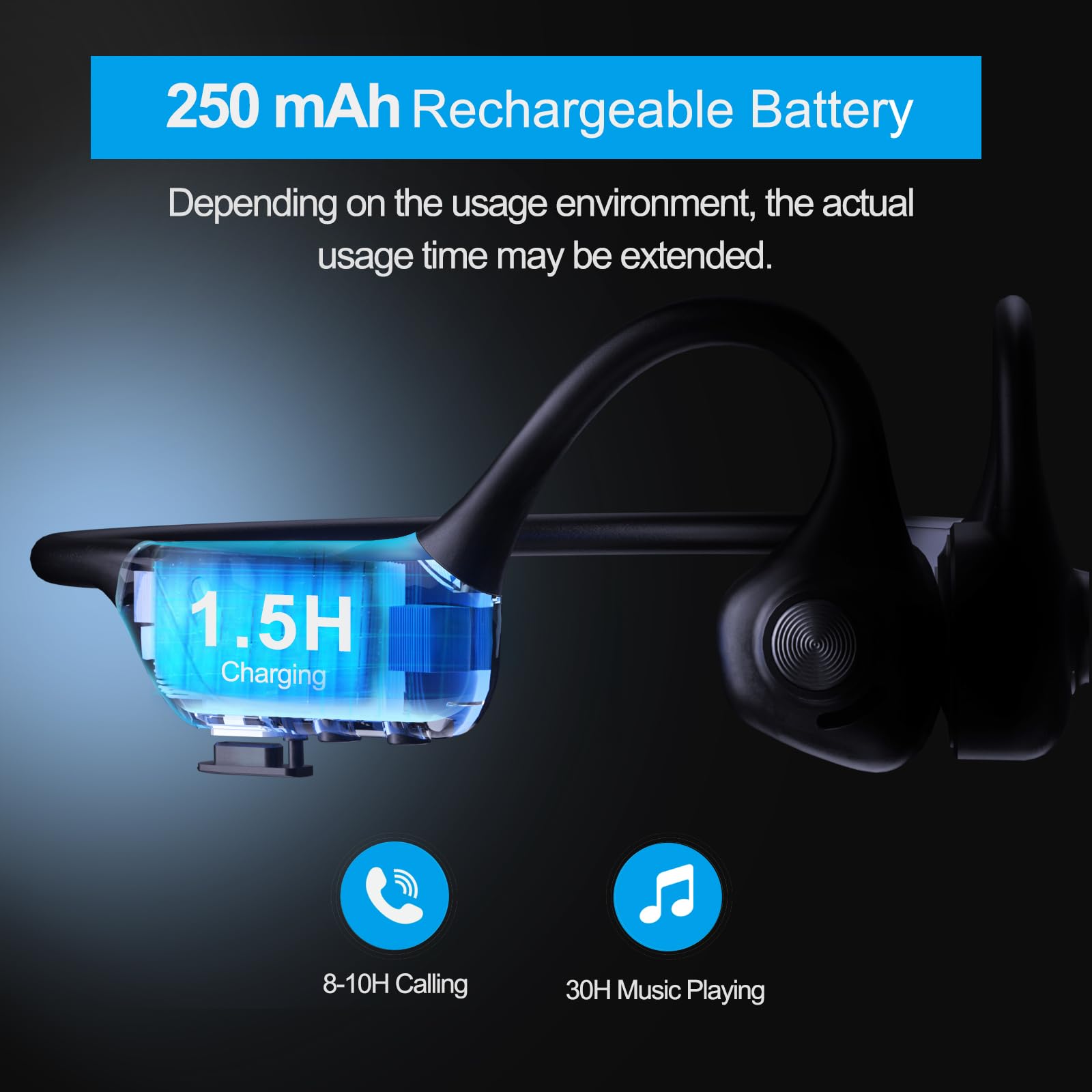 Smof Auriculares Abiertos con Micrófono, Bluetooth 5.1 Wireless Headset con USB Dongle, Auriculares de Conducción de Aire con Cancelación de Ruido Micrófono