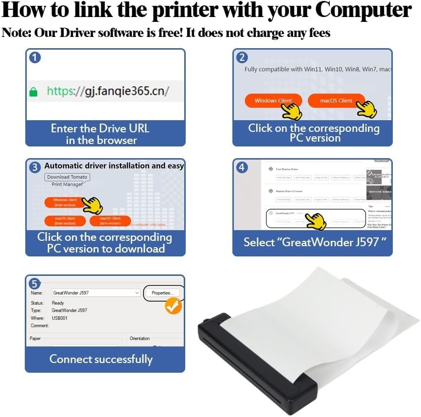 Imprimante Portable Thermique A4 Avec Bluetooth (Imprimante Portable) - Midad