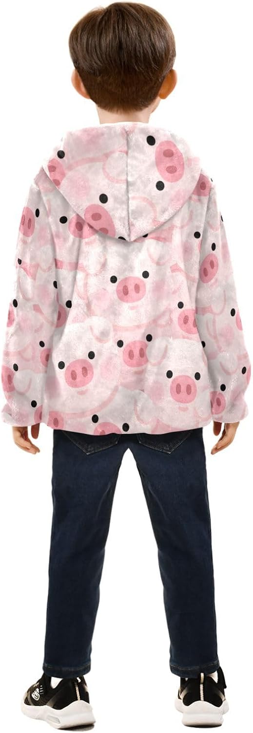 Cartoon Cute Pig Pink Toddler Light Jackets Outerwear Jackets Navy Blue Baby Boys Hoodie