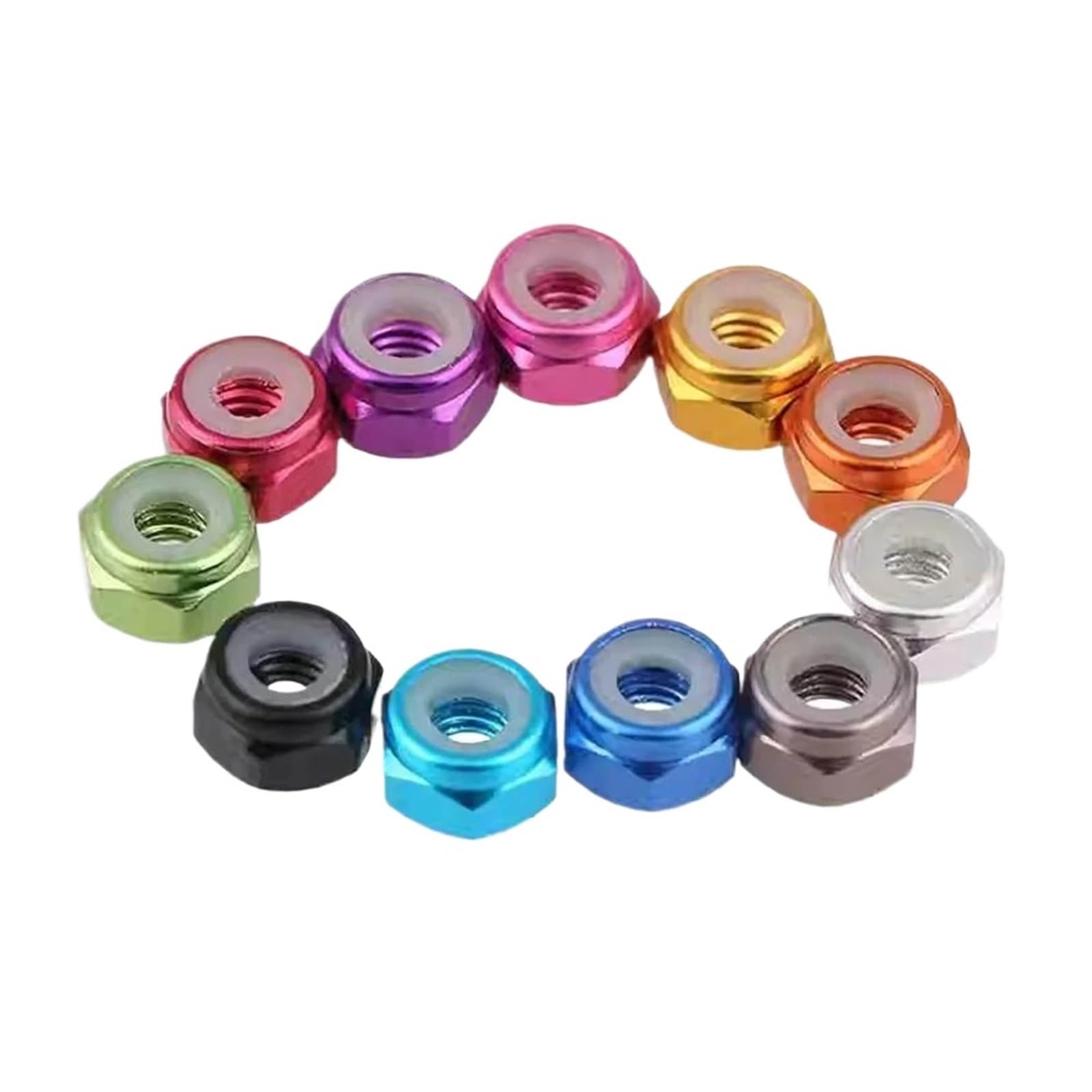 Tuerca Autoblocante Tuercas autoblocantes para Tornillos | 200 Uds M2 M2.5 M3 M4 M5 M6 M8 tuerca de bloqueo de inserción de nailon hexagonal de aluminio(Golden,M2 (200pcs))