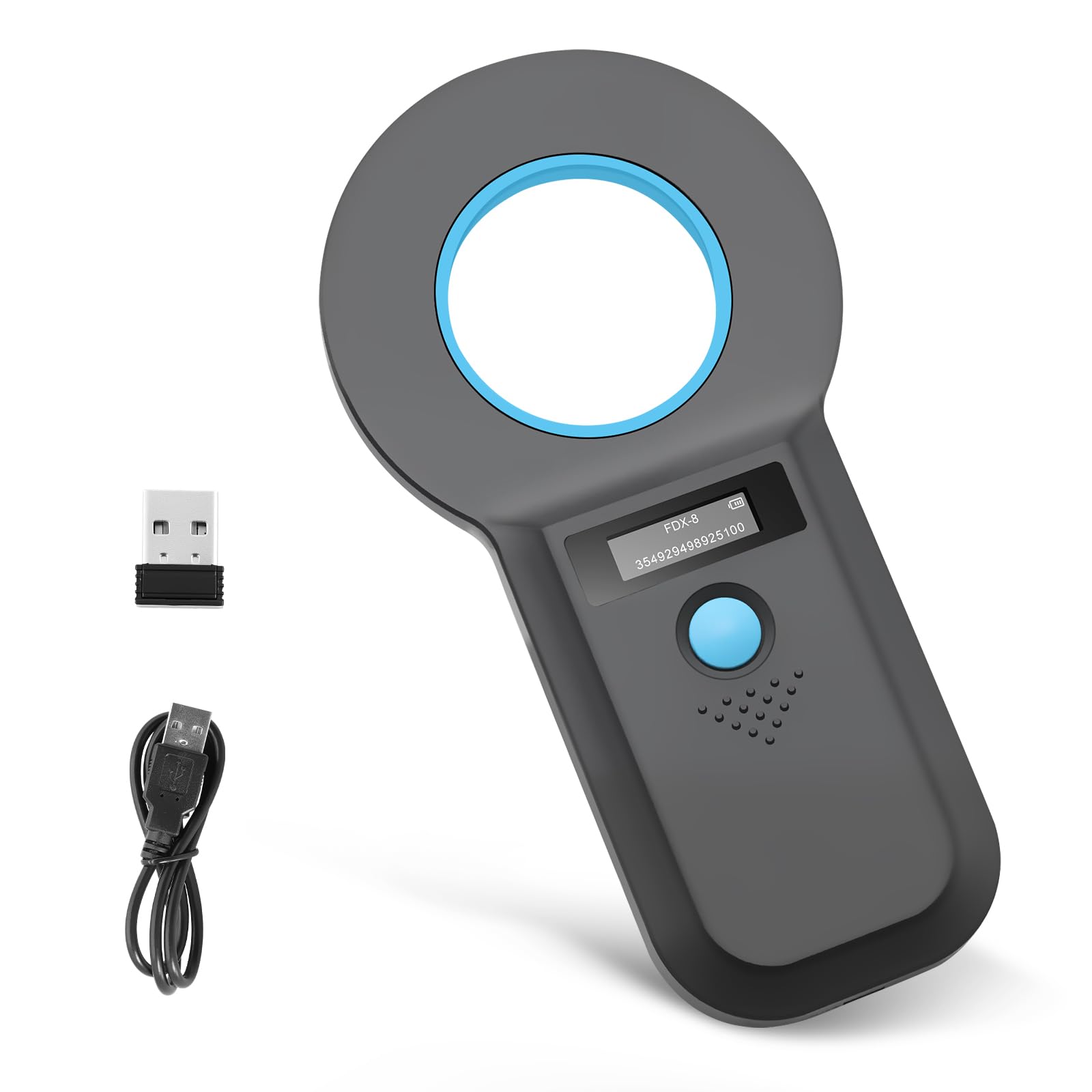 Scanner de micropuce pour animaux domestiques, lecteur d'identification d'animaux domestiques, Lecteur de micropuce RFID,128 pièces mémoire d'information d'étiquette, ISO11784/85/HFDX-B/EMID