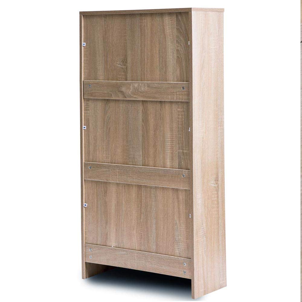 BAKAJI Scarpiera Salvaspazio Slim Portascarpe in Legno Melaminico con 3 Ante a Ribalta e Doppia Profondita' Dimensioni 60 x 24 x 120 cm Rovere