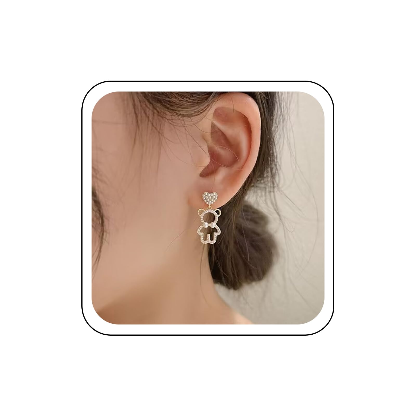 Orecchini Pendenti A Forma Di Coniglio Con Perle E Strass - Gioielli Donna Eleganti Colore Oro - 3