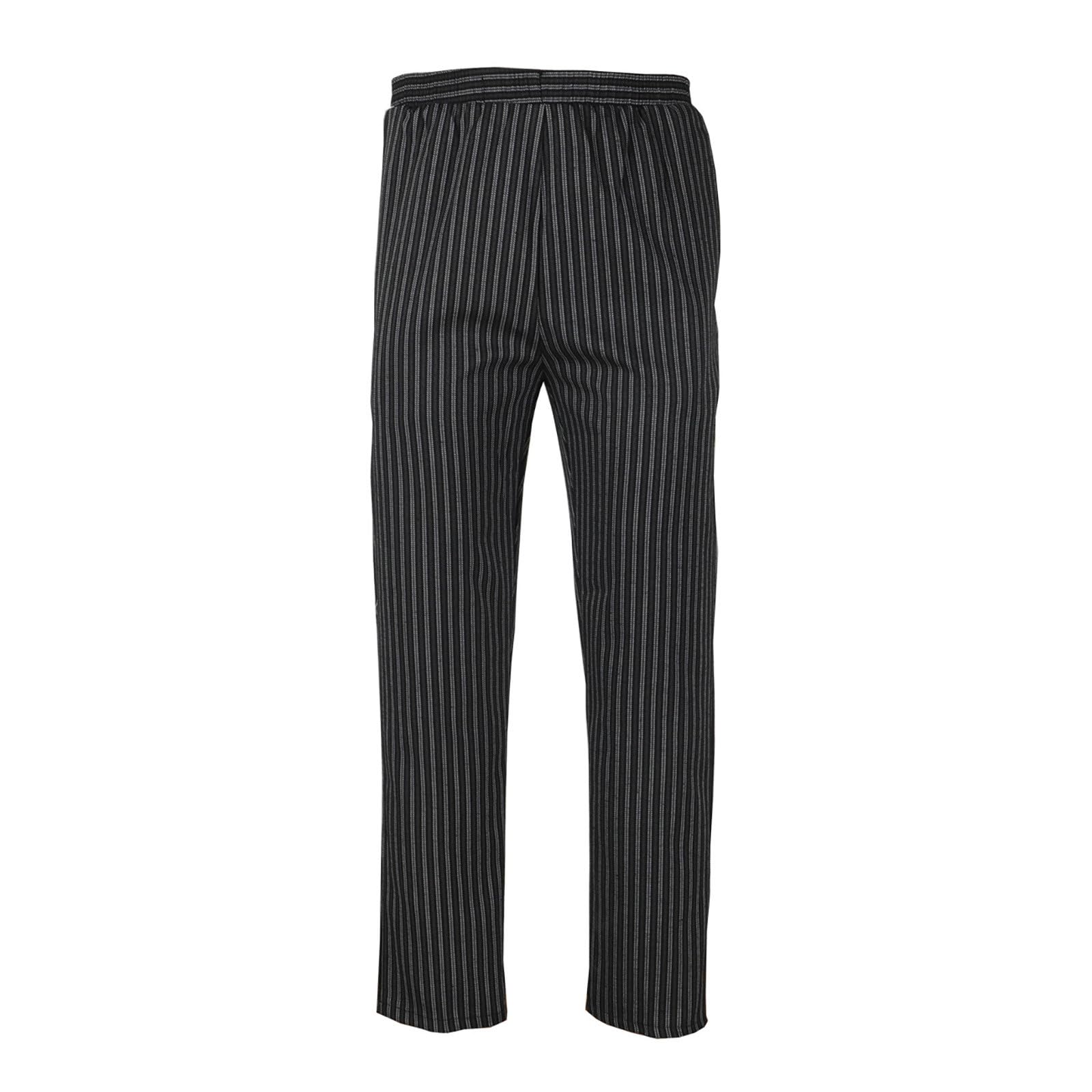 Pantalones de chef para hombre, pantalones de chef cargo, cintura elástica, pantalones de trabajo a rayas, pantalones de panadero, cómodos, corte recto, pantalones de cocinero, cintura