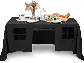 Oudain 10ft x 7.5ft Large Tablecloth Playhouse for Kids, Black Play Fort