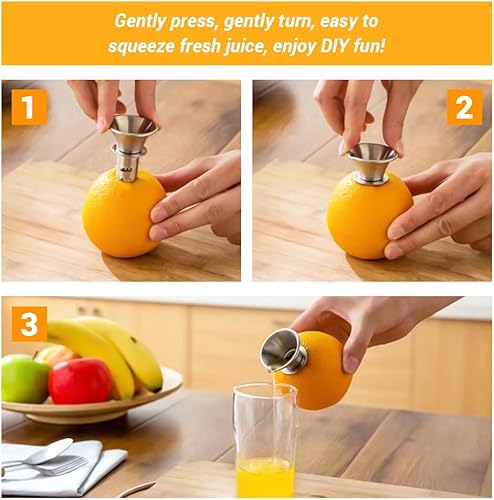 Miniatura 4 de Exprimidor manual de limón, acero inoxidable 304, mini exprimidor portátil grueso de color naranja para herramientas de cocina del hogar, fácil de