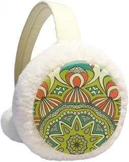 Printing Repeat Cloth Green Colorful Art Winter Ear Warmer Cable Knit Furry Fleece Earmuff Outdoor