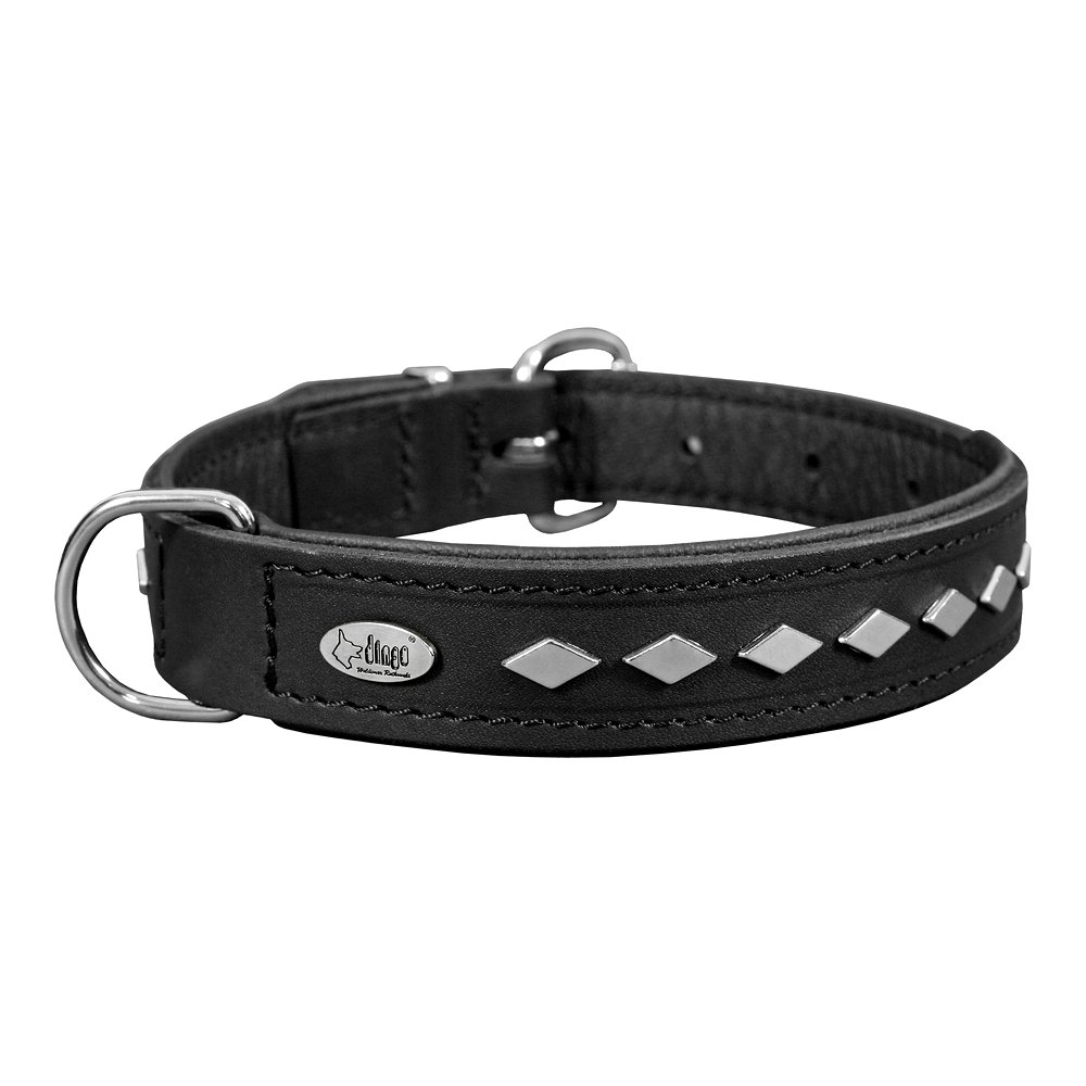 Dingo 11425 - Collare per cani in morbida pelle, decorativo e resistente, colore: Nero