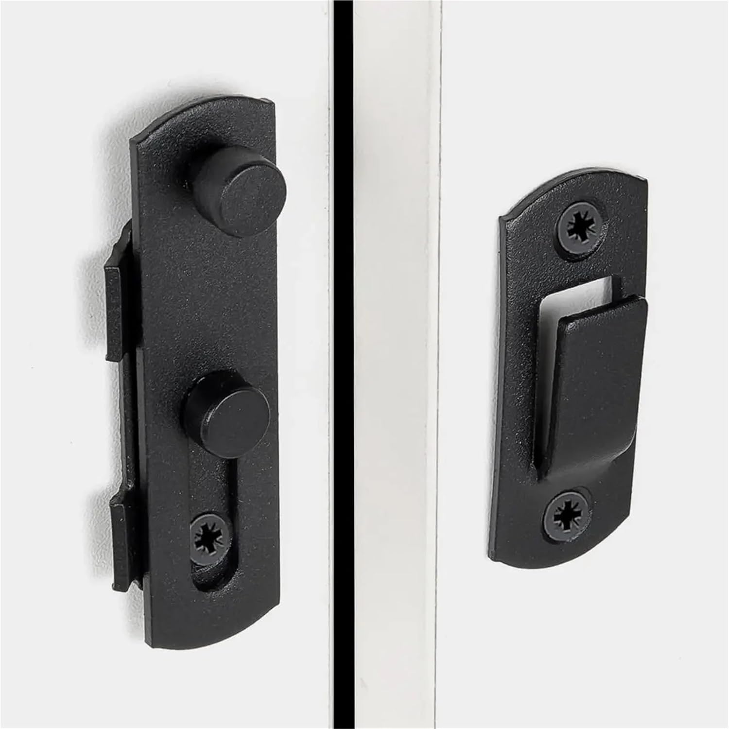 Flip Latch 4 Packs Barn Door Latches Matte Black Stainless Steel Barn Gate Flip Door Latch Bi-fold Door Lock for Barn Door, Sliding Door