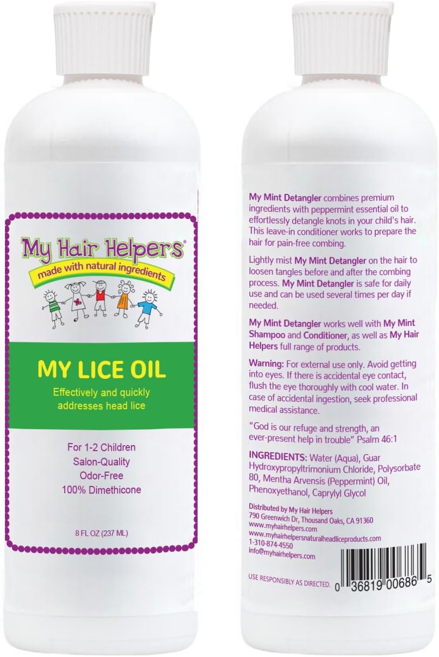 My Hair Helpers Unscented Dimethicone Oil and Nit Comb Lice Removal Kit for Kids, Works on 1-2 Children, 100% Effective