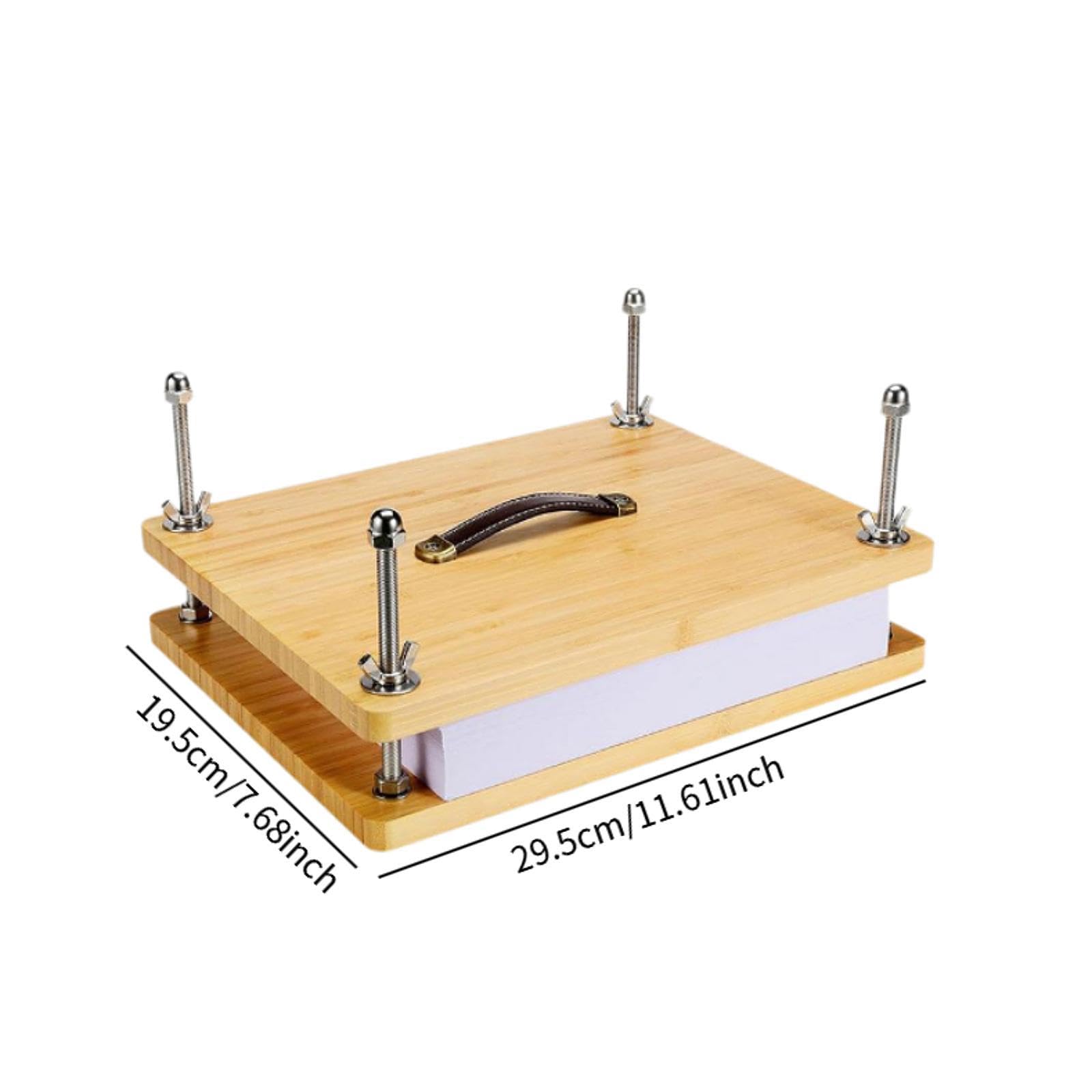 Pressa per Libri in Legno Macchina Rilegatrice Bambù Pressa Carta Leggera Strumento con Manico Adatta per Album Documenti Cartoleria Uso Domestico Fai, 29.5x19.5 Cm