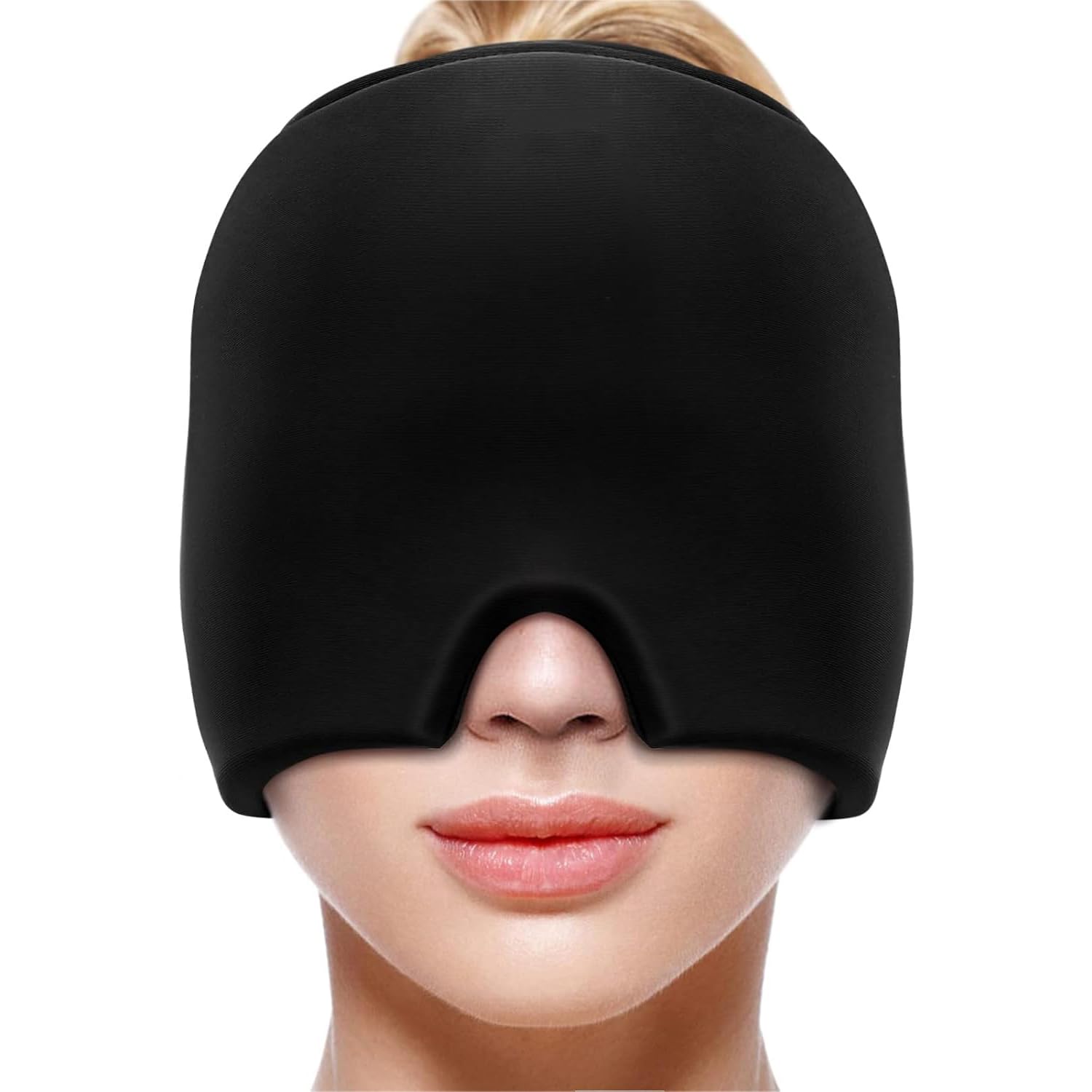 STAYOUNGIce Relief Cap - Headache Relief Cap with Box, Migraine Relief Cap, Reusable Migraine Relief Cap, Flexible Gel Cold Compress Ice Head Wrap Mask for for Puffy Eyes Tension Sinus (Black)