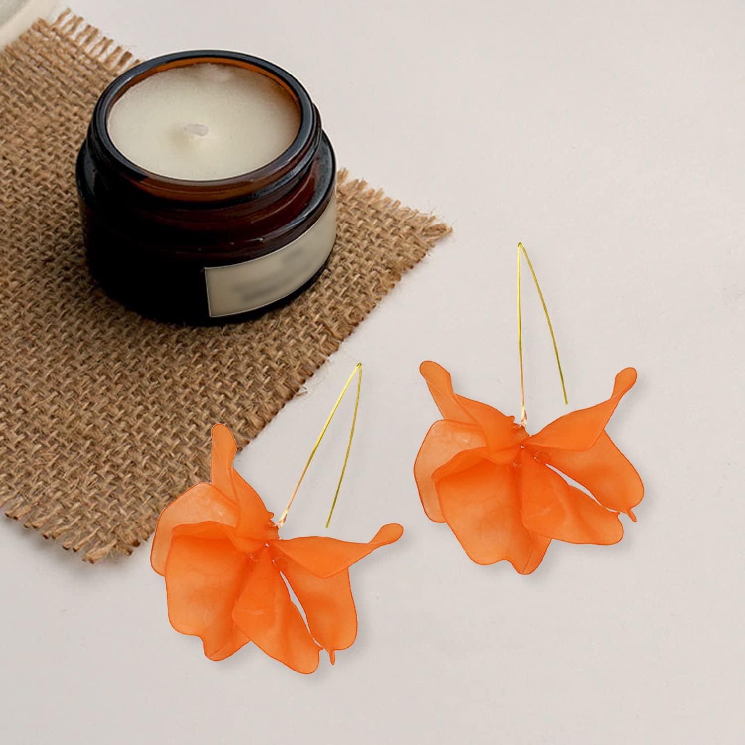 Unique Handmade Bohemian Resin Flower Petal Dangle Earrings Large Long Acrylic Rose Flower Tiered drop Earring Statement Summer Party Exaggerated Floral Tassel Hook Earrings for Women - Image 6