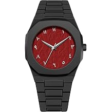 Mens Minimalist Black Arabic Numeral Quartz Watch, 40mm Octagonal Case, Lightweight Resin Bracelet