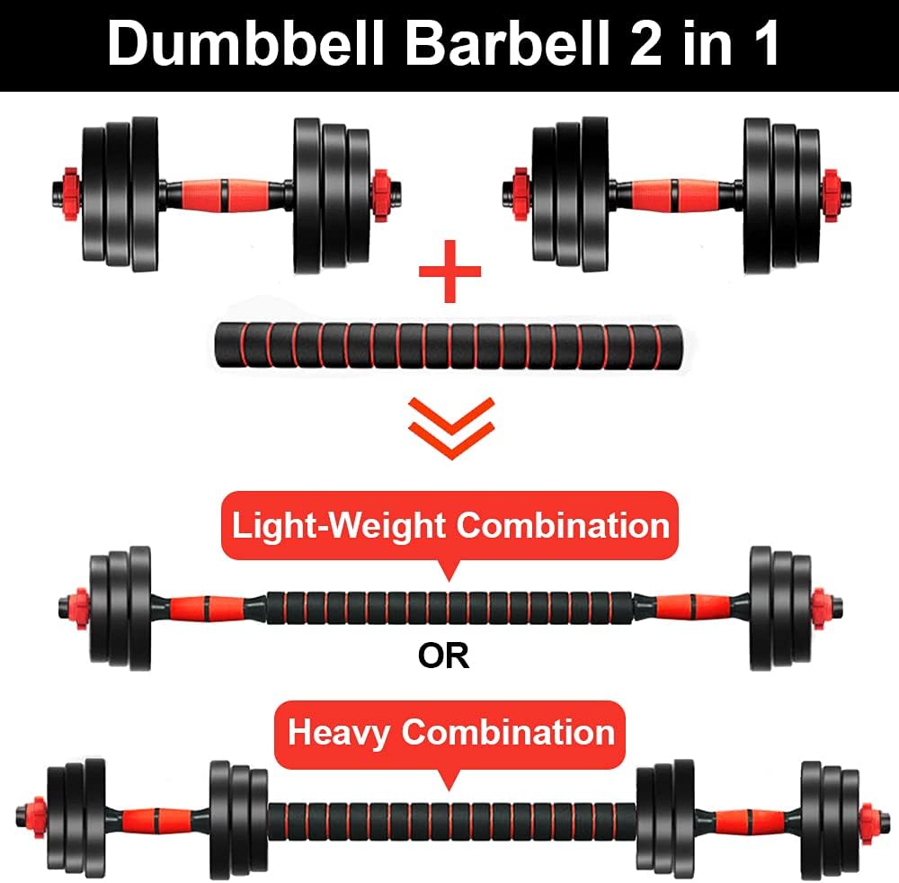 DOUBLX Adjustable Dumbbell Set 30 40 60 LBS Dumbellsweights Set, 2 in 1 Barbell Weight Set for Home Gym, Exercise Fitness Dumbells for Men and Women