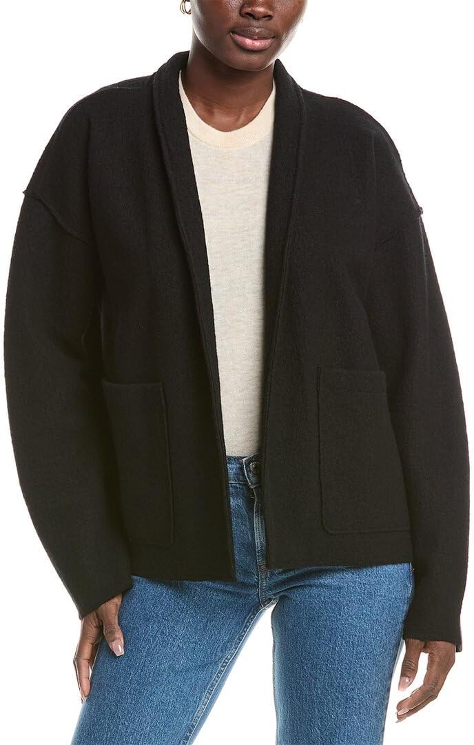 EILEEN FISHER Womens High Collar Wool Jacket, Black, M