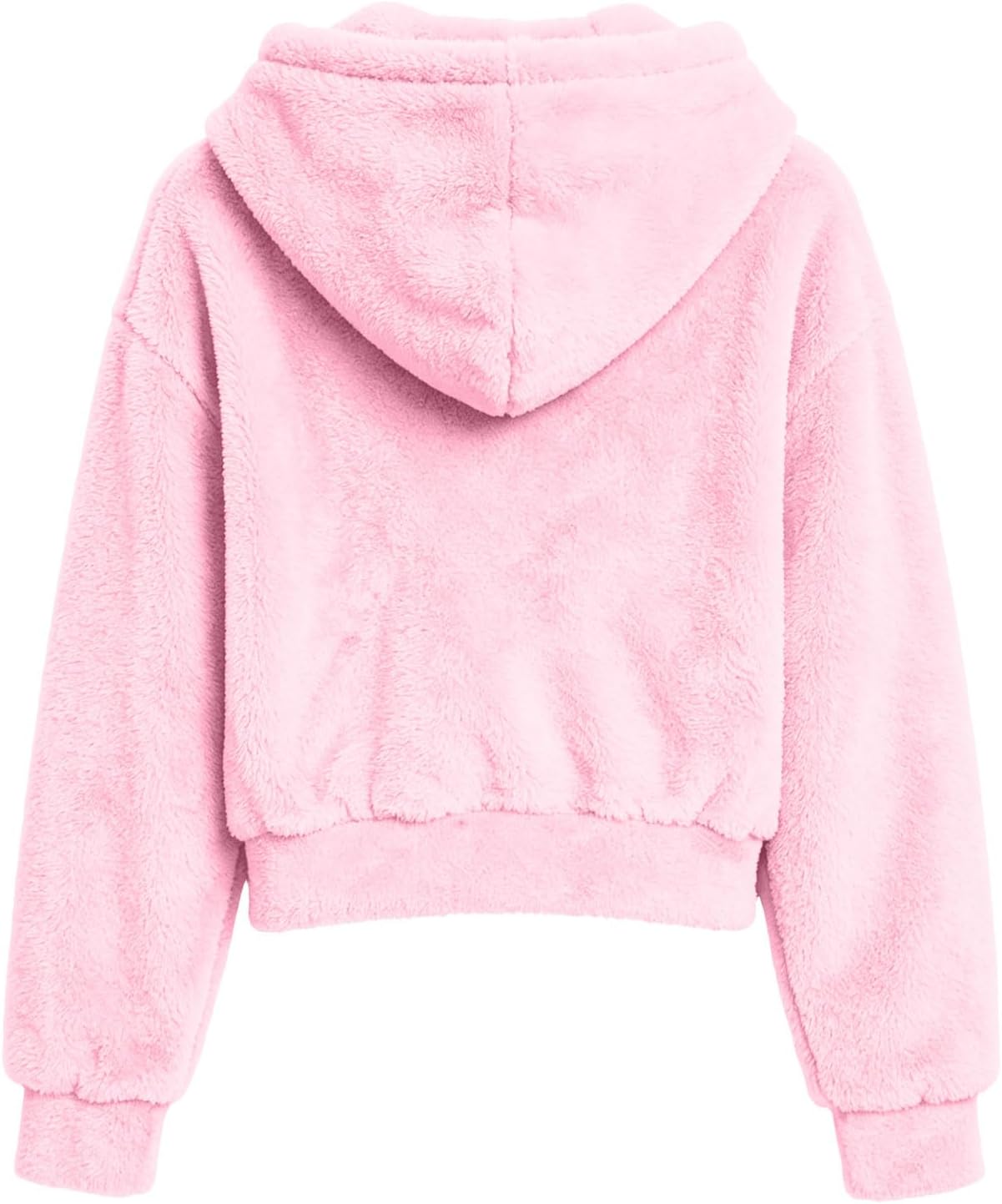 Kids Fuzzy Fleece Crop Hoodie Pullover Fall Winter 2026 Gift