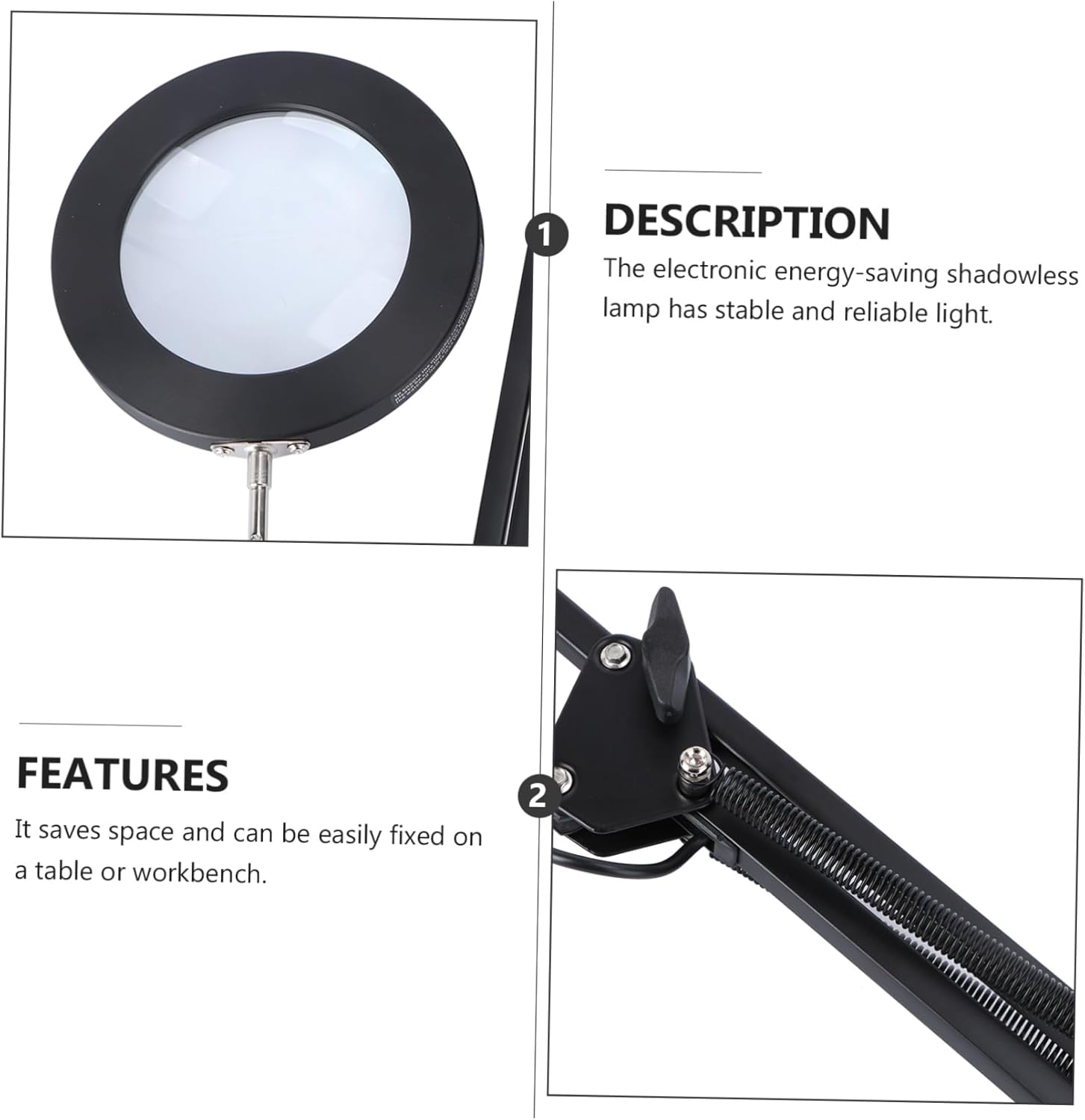 Retractable USB Led Magnifying Glass Desk Lamp Light Clip Brightness Levels
