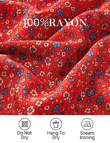 Image of ZESICA Women's 2026 Summer Bohemian Floral Printed Elastic Waist A Line Maxi Skirt with Pockets