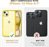 Vista 7 de Diaclara - Funda diseñada para iPhone 15 Plus de 6.7 pulgadas, transparente, cuerpo completo, con protector de pantalla, resistente de protección