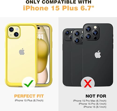 Miniatura 7 de Diaclara - Funda diseñada para iPhone 15 Plus de 6.7 pulgadas, transparente, cuerpo completo, con protector de pantalla, resistente de protección