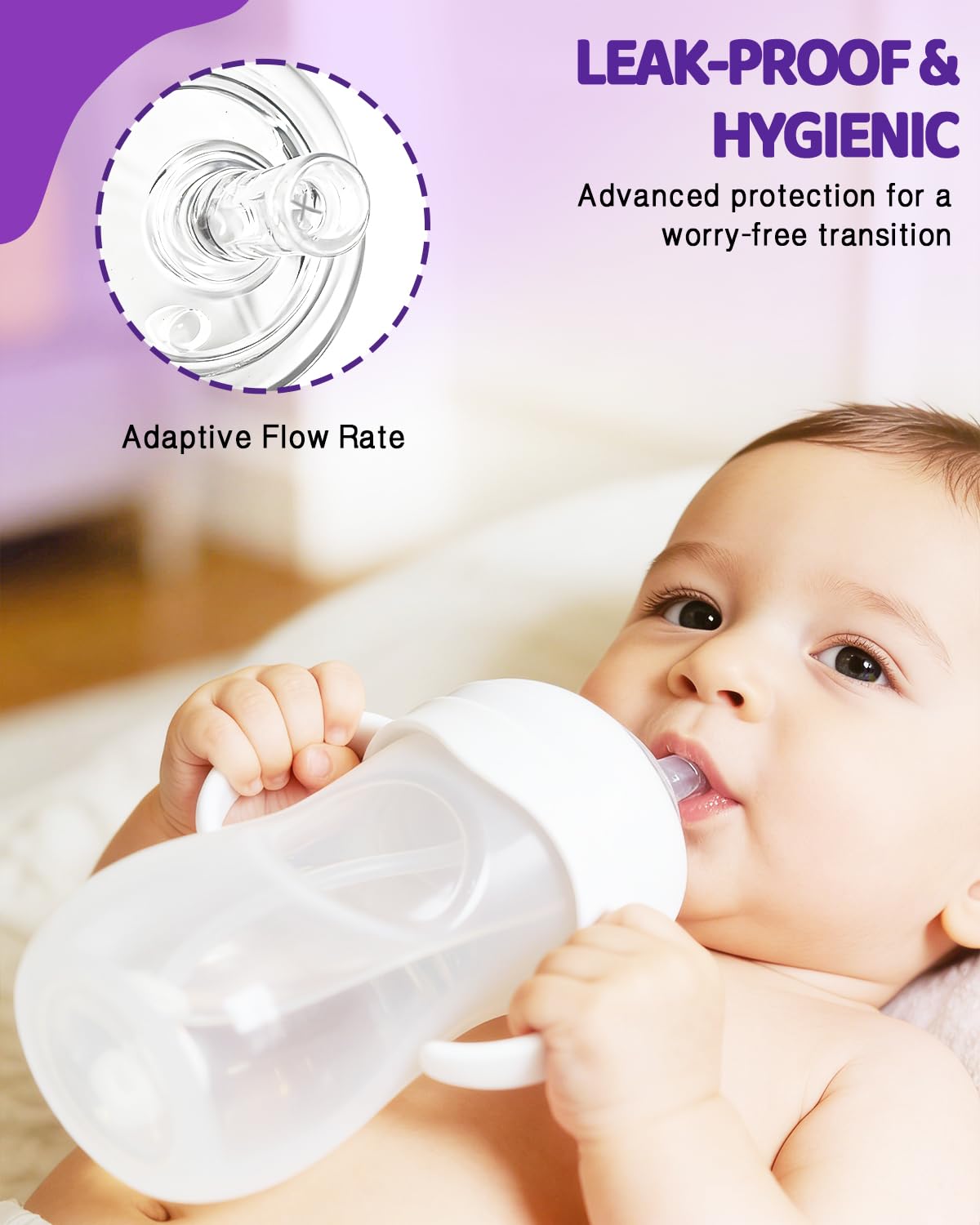 Sippy Straw Nipples for Philips Avent Natural Baby Bottles, Soft Food-Grade Silicone Replacement Tops for My Grippy & Natural Trainer Sippy Cups, BPA-Free, Leak-Proof, 4-Pack, 8+ Months