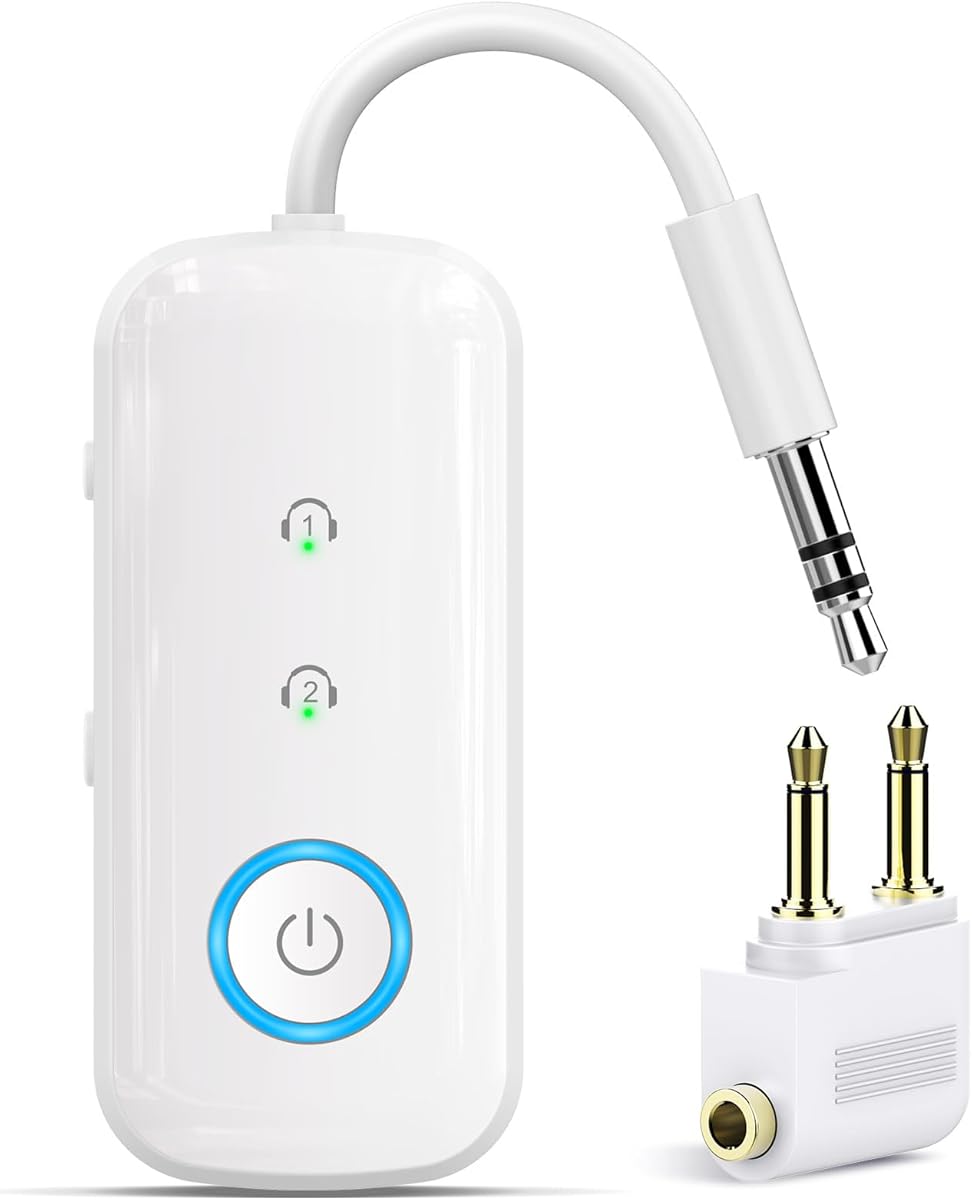 Premium Pro Bluetooth 5.4 Transmitter Receiver,Airplane Audio Adapter,Wireless Transmitter for TV/Travel Flight,Airline,Gym.Supports to 2 AirPods/Headphones,Bluetooth Receiver for Car/Home Stereo