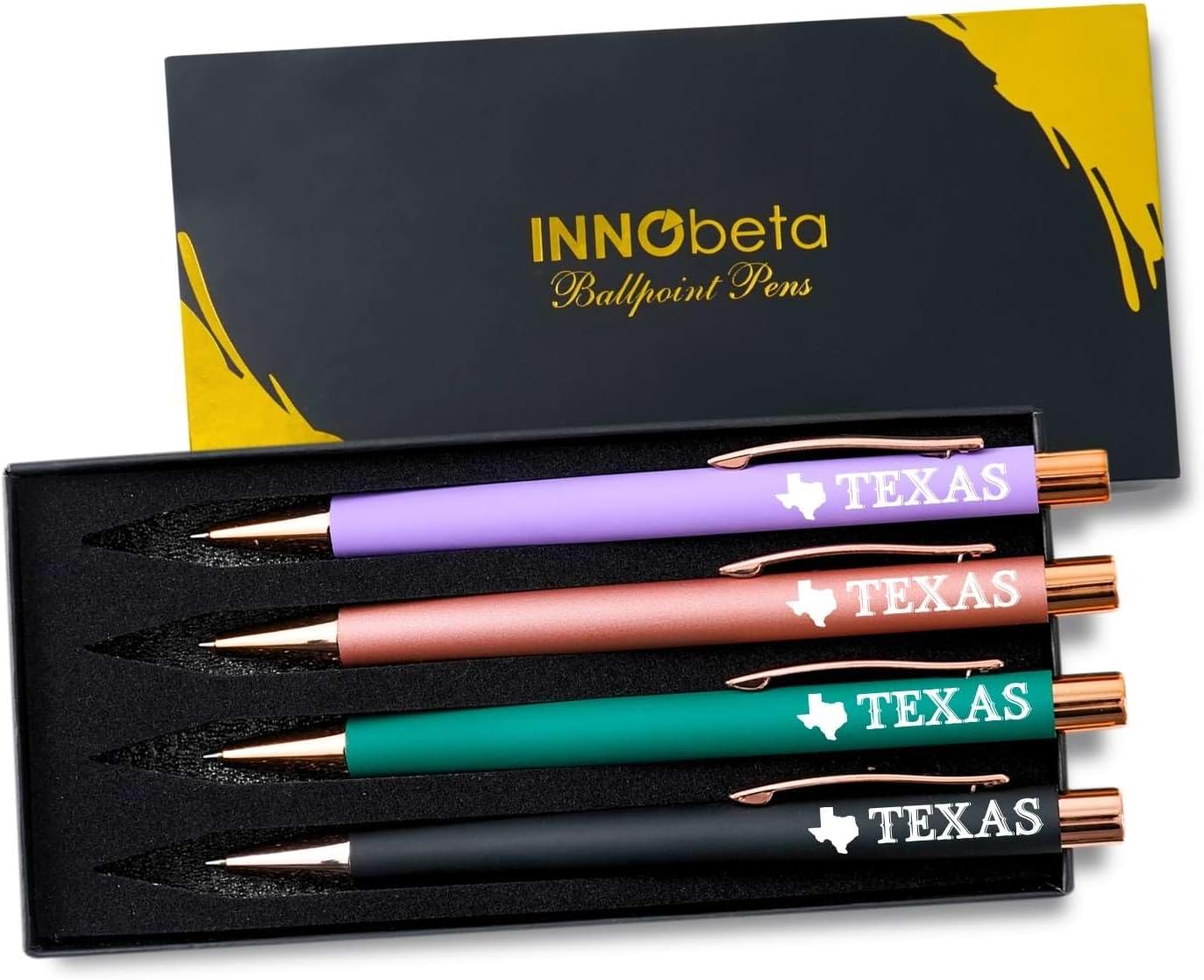 InnoBeta Texas Gifts, exas Themed Souvenirs Travel Homesick Gift, US States Themed Gifts, Ballpoint Pen Set of 4, Perfect for Birthday & Christmas (Pack of 2)