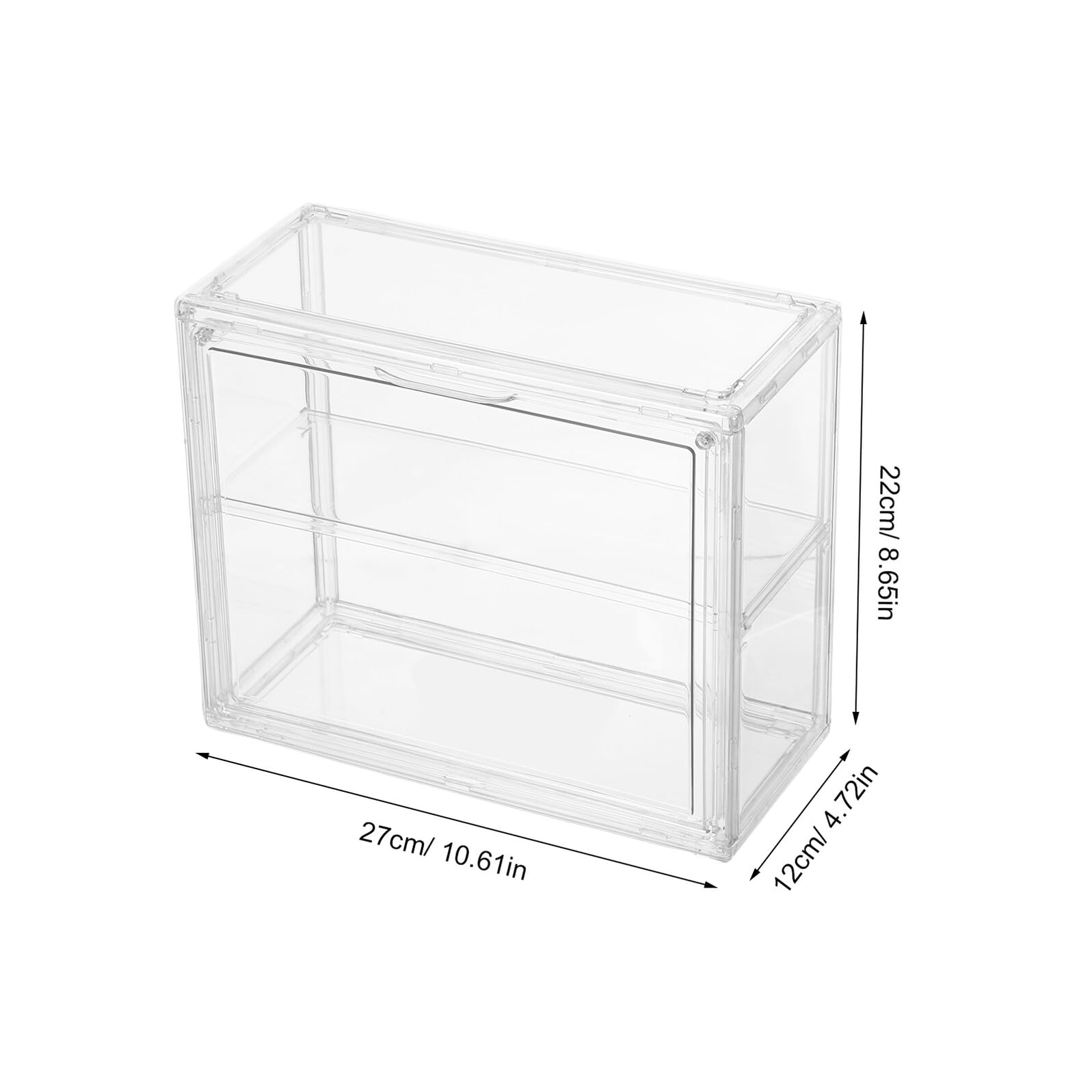 Vitrina de Acrílico Transparente para Modelos de Coches y Aviones, Doble Capa Desmontable, Tamaño Pequeño 27X22X12 CM, Caja de Exhibición Apilable y Protección contra Polvo para