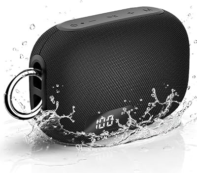 Altavoz Bluetooth 5.4 Potente 15W, Pantalla Digital Inteligente, Altavoces Bluetooth Potentes Bass Boost, TWS y Tarjeta TF, USB, 20H Autonomía, IPX7 Impermeable para Camping,Viajes, Aire Libre, Negro