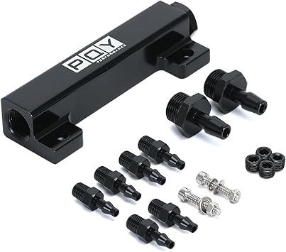 6 Port Vacuum Block Intake Manifold Kit Intake Fuel Wastegate Turbo Boost 1/8NPT for Racing Vacuum Manifold Black