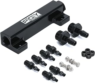 6 Port Vacuum Block Intake Manifold Kit Intake Fuel Wastegate Turbo Boost 1/8NPT for Racing Vacuum Manifold Black