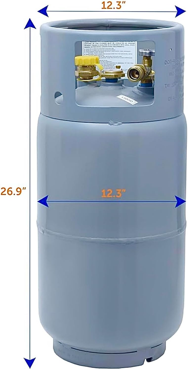 Empty Steel Forklift Propane Tank Cylinder with Built-in Gauge, Gray, 33.5 lbs