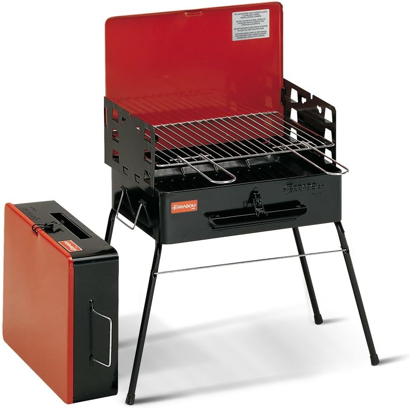 Ferraboli Camping Grill Cart Charcoal Black, Red