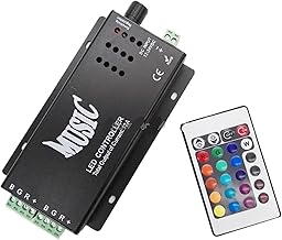 Controlador de música controlado por voz DC 12V 24V 12A Negro con control remoto de 24 teclas 144W Salida de 2 puertos