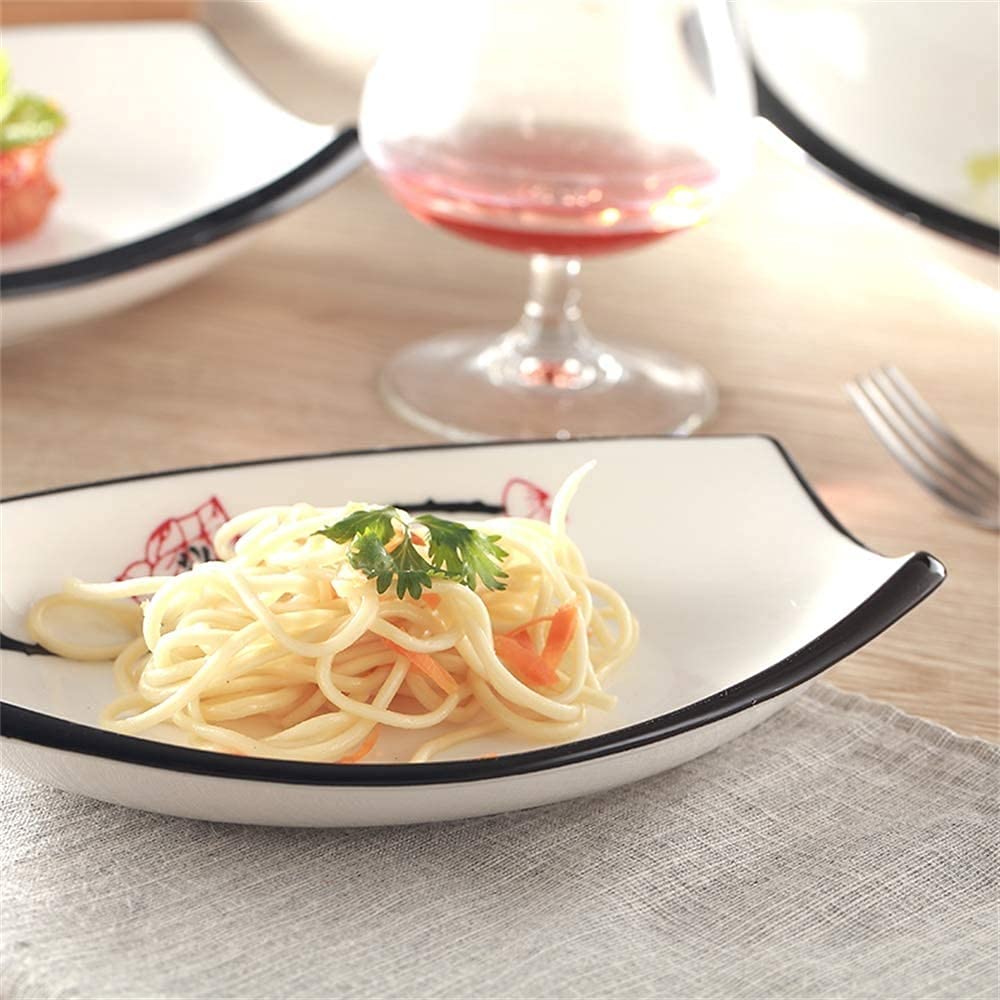 ERoomQ Pasta Bowls Personality Shaped Dish Fish Dish Rectangular Plate,